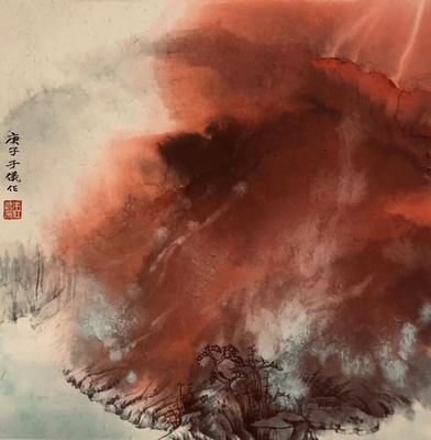 朱红帅彩墨三